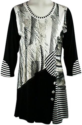Lior Paris - Vertigo, Patchwork Tunic, Button s &amp; Trimmed Scoop Neck