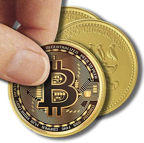 Bitcoin Chocolate Coin x35 Stickers Birthday Party Joke Funny Prank Labels 37mm