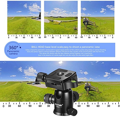 ZOMEI F647 64.5-Inch Camera Tripod Lightweight Aluminum Alloy Travel and Compact with 360 Degree Ball Head and Carrying Bag for Canon, Nikon, Sony, Samsung, Fuji Camera and DSLR