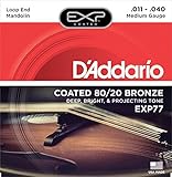 D'Addario EXP77 Coated 80/20 Bronze Mandolin Strings, Medium, 11-40