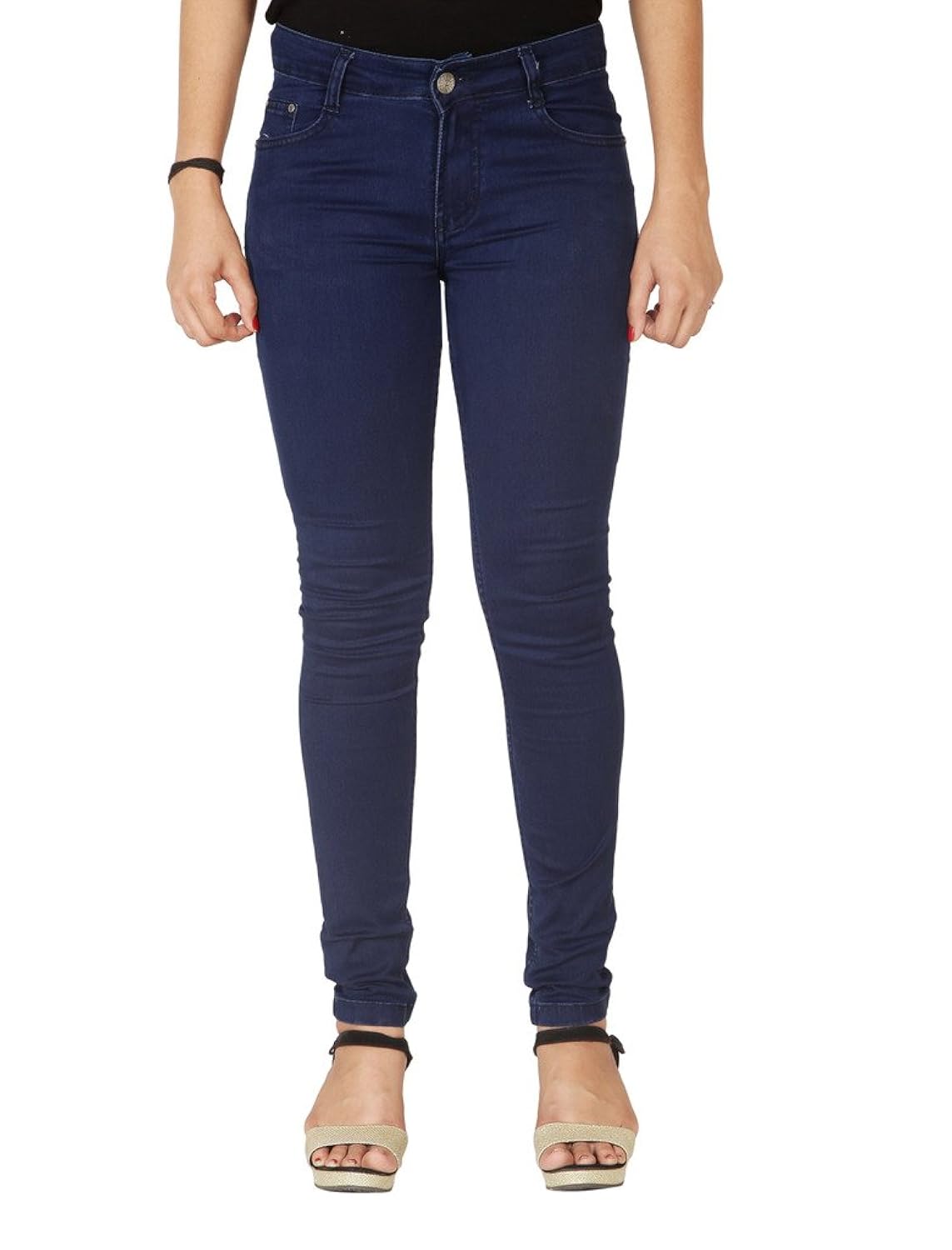 flirt nx women's denim stretchable dark blue slim fit jeans