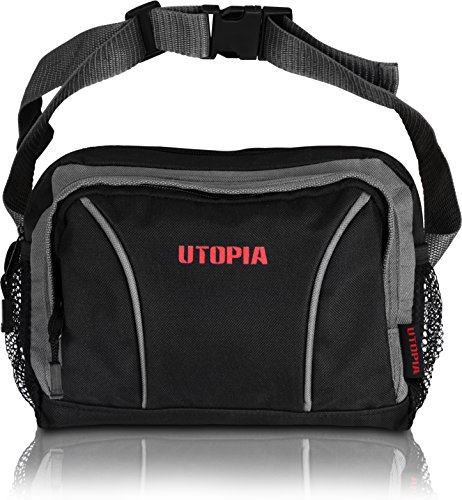 Travel Sport Large Waist Pack Fanny Bag - 2 Zipper with Side Pockets - Adjustable Strap - By Utopia Home