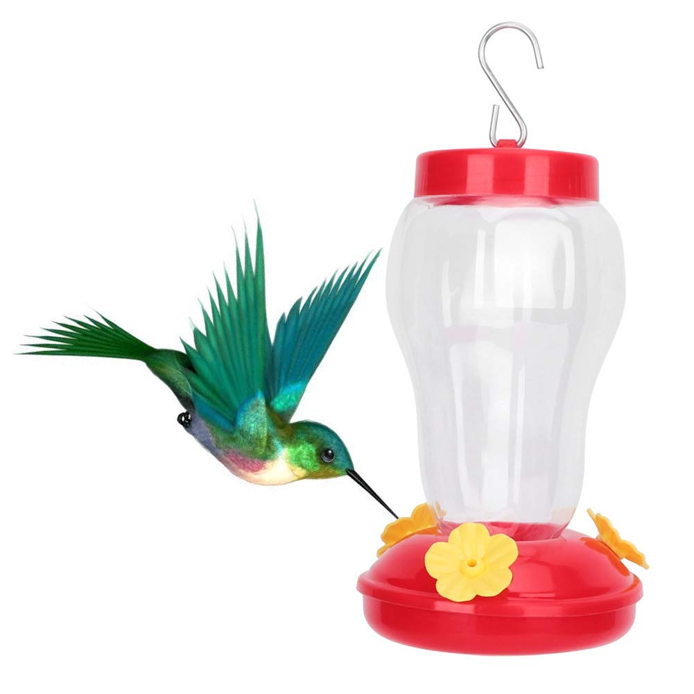 Hummingbird Feeder Hanging Hummingbird Waterer Outdoor Bird Plastic Drinker Flower Shape Wild Bird Water Dispenser(Red)