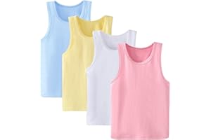 Anktry 2-10 Years Little Girls Solid Colors Soft Undershirt Sleeveless Shirts 4 Pack Kids Comfort Breathable Tank Tops