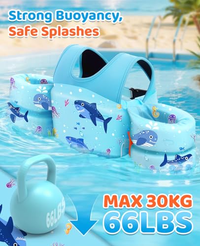 HeySplash Swim Vest for Kids, Toddler Pool Floaties Fit 22-30-40-50-60-66 Lbs, Children Puddle Swimming Jumper Jacket with Safety Buckle, Water Wing Arm Pool Float for Boat Swim Trainer Boy Girl 3-5-6