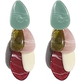 Colorful Turquoise Earrings for Women Vintage Drop Dangle Earrings Irregular Geometry Resin Beaded Earring Acrylic Dangle Drop Earring Fashion Holiday Party Jewelry