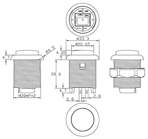 EG Starts 5x 30mm Arcade LED Lights Push Button Built-in Switch 5V Illuminated Buttons For Arcade Machine Games DIY Kit Parts Jamma Mame Raspberry Pi 1 2 3 ( Each color of 1 Piece ) & 5 Colour