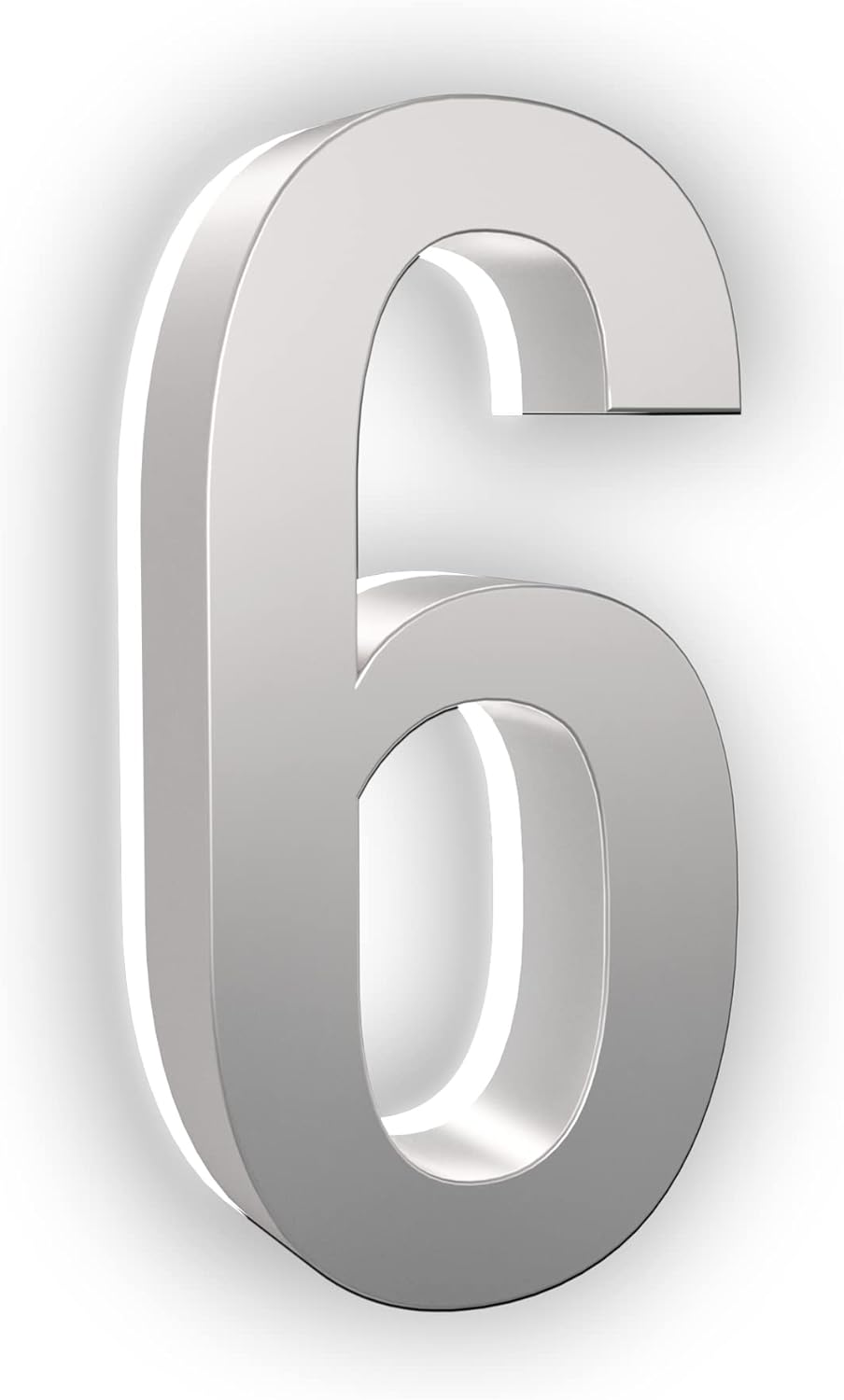 Address Signs - LN LUMANUMBERS - 7 Inch LED House Numbers, ABS-Polymer, Premium Quality, Backlit LED Illuminated Home Address Number, Lighted House Numbers, Modern Address Numbers (6, Silver)