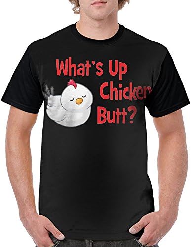What's Up Chicken Butt Mens Casual Tee Graphic T-Shirt Round Neck.