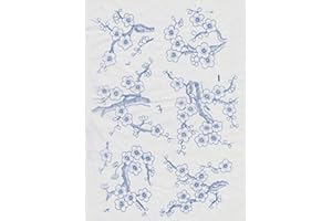 SANBAO STUDIO Ceramic Decals - Cherry Flower 7 (Blue)