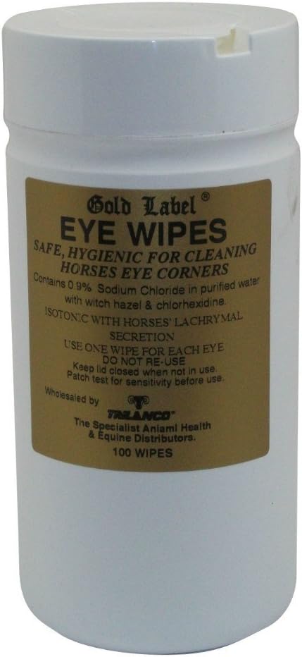 Eye Wipes for Horses, Gold Label, Non-Sting, 100 Pack