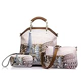 Realer Women's PU Leather New Vintage Handbag Big Tote Bags Female Crossbody Bags 3 Sets