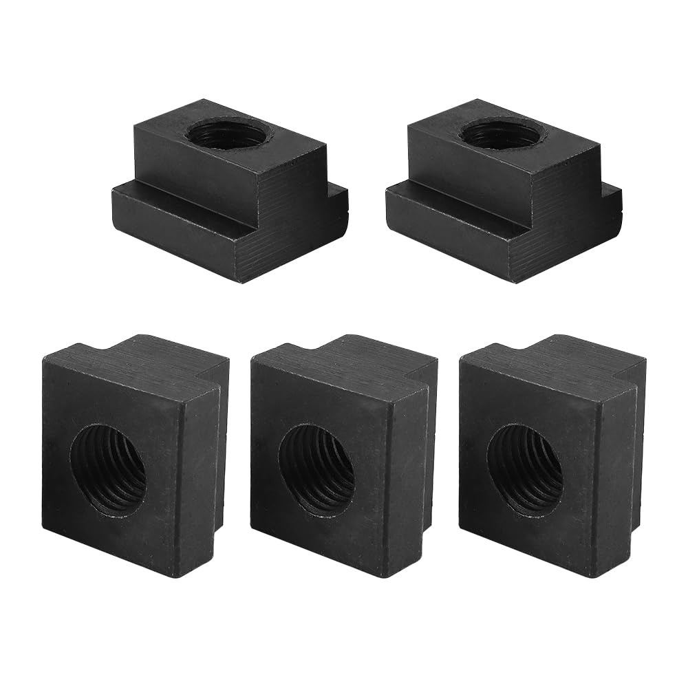5Pcs T Slot Nuts Carbon Steel T Sliding Nuts M6 Threads Fit Into T-Slots in Machine Tool Tables, Black Oxide Finish