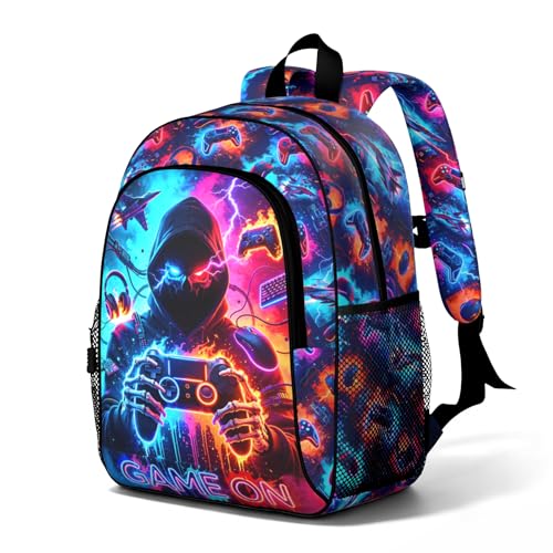 Musealia School Backpack for Boys Game Boys Backpack for Kids Children Elementary Middle School Students Bag Ages 6-18, 15″Video Game Bookbag Travel Kids Backpacks at Amazon