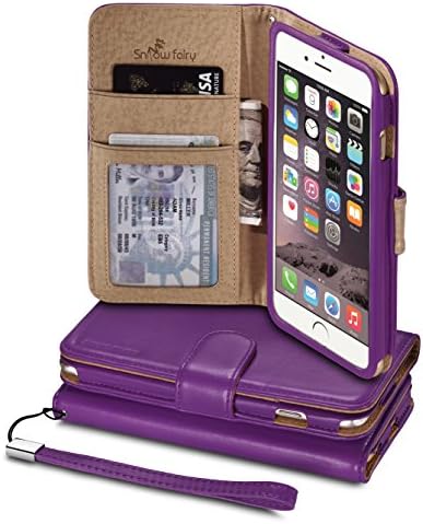 iPhone 6s Plus (5.5) Cases, iPhone 6 Plus (5.5) [Snow Fairy] Flip Cover Case [Premium Synthetic Soft Leather Wristlet Series][Card Holder][Wallet] - [Leather Fit] Wrist Strap Cases Purple