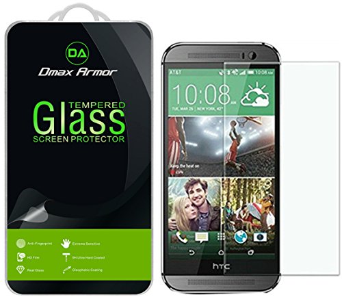 [2-Pack] HTC One M8 Screen Protector, Dmax Armor [Tempered Glass] 0.3mm 9H Hardness, Anti-Scratch, Anti-Fingerprint, Bubble Free, Ultra-clear