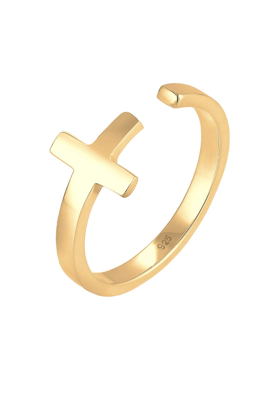 Elli Women Gold Plated 925 Sterling Silver Cross Adjustable Ring