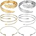 Yaomiao 6 Pieces Arm Bangle Set Adjustable Upper Arm Cuff Set Minimalist Arm Bracelets Metal Punk Spiral Arm Bracelet Swirl Faux Leaf Feather Arm Bangle for Women