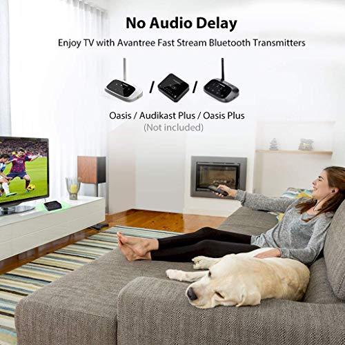 Avantree Oasis Plus & NB16, Bluetooth 5.0 Transmitter & Wireless Neckband Earbuds for TV & PC Audio Watching, Support TV Digital Optical 3.5mm AUX RCA, No Delay, 20Hrs Playtime
