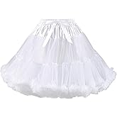 Hftjtsa Women Elastic Waist Chiffon Petticoat Puffy Tutus Tulle Skirt Layered Ballet Pettiskirt Dress Underskirt Party
