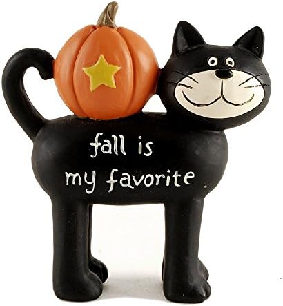 Blossom Bucket Black Cat & Big Pumpkin Fall is My Favorite Resin Figurine