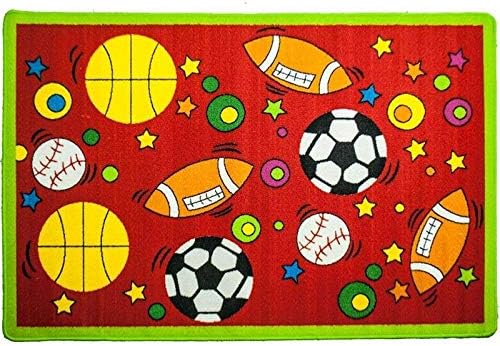 Amazon Com Kids Rug Sport Red Area Rug 3 X 5 3 3 X 4 9 39 X 56 99cm X 142cm Non Slip Gel Backing Activity Centerpiece Play Mat Kitchen Dining