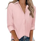 SEMARO Womens Casual Wrinkle-Free Button Down Shirts Long Sleeve Solid Blouse Office Tunic Tops