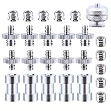 SUNMNS 27 Pieces 1/4 Inch and 3/8 Inch Converter Female Male Threaded Screws Adapter Mount Set for Camera/Tripod/Monopod/Ballhead/Light Stand/Shoulder Rig