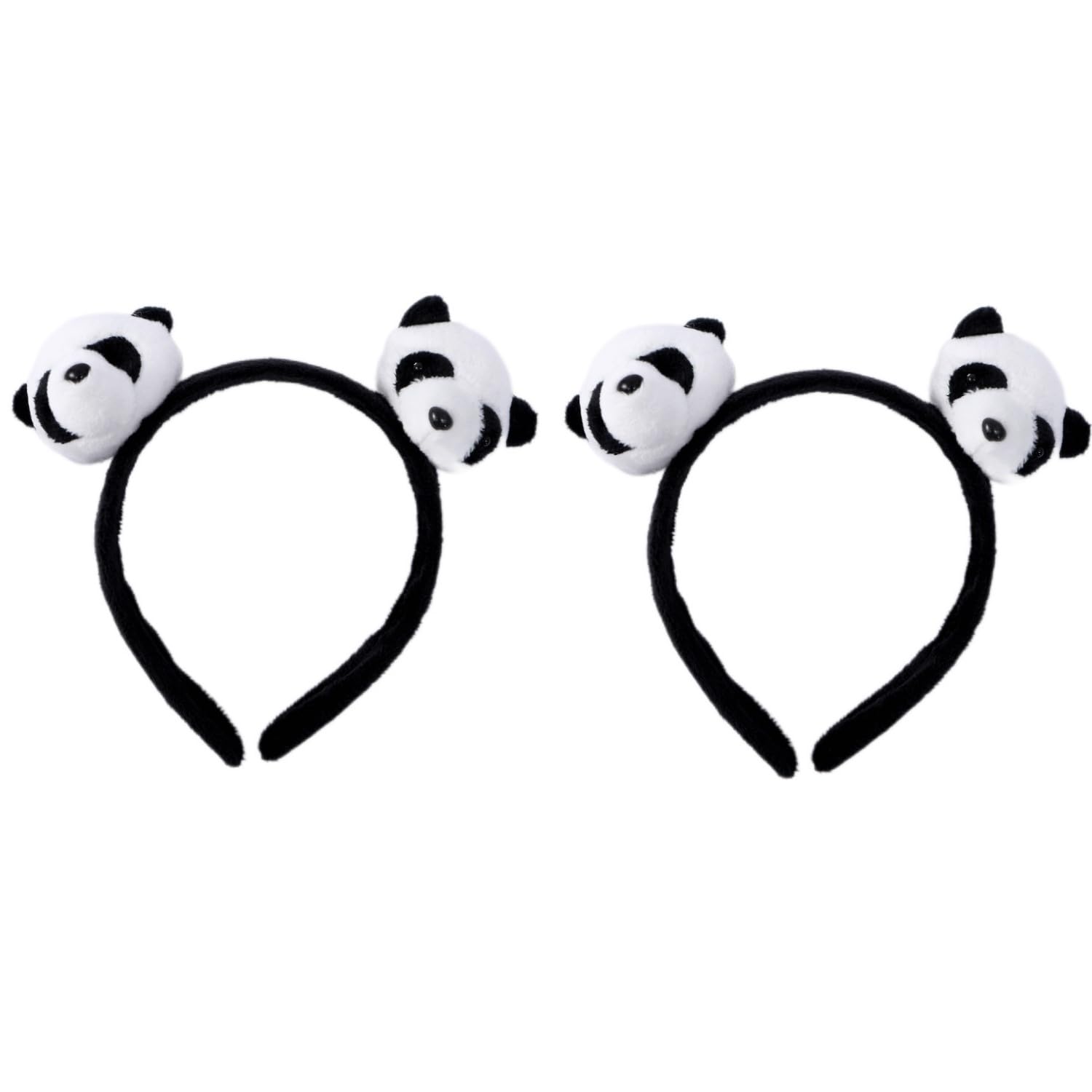 MEISH 2 Pieces Plush Panda Hairband Cute Panda Headband Halloween Costume Accessories for Cosplay Party Photo Props