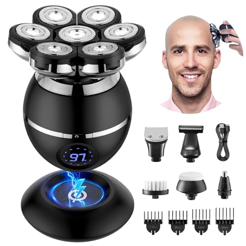 ETENTOUS Men's Bald Shaver – 7D Electric Shaver Beard – 6 in 1 Men's Hair Shaver Waterproof Head IPX7 Electric Shaver Body-Man with LED Display/9 Beauty Kit