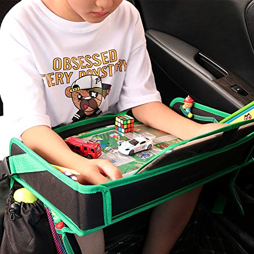 Car Seat Travel Tray, ZALALOVA Kids Waterproof Travel Tray Car Organizer with Sturdy Play Table Road Design Enables Snack Play Learn Drawing for Christmas Children Car Seats Strollers & Air Travel - Thumbnail 7