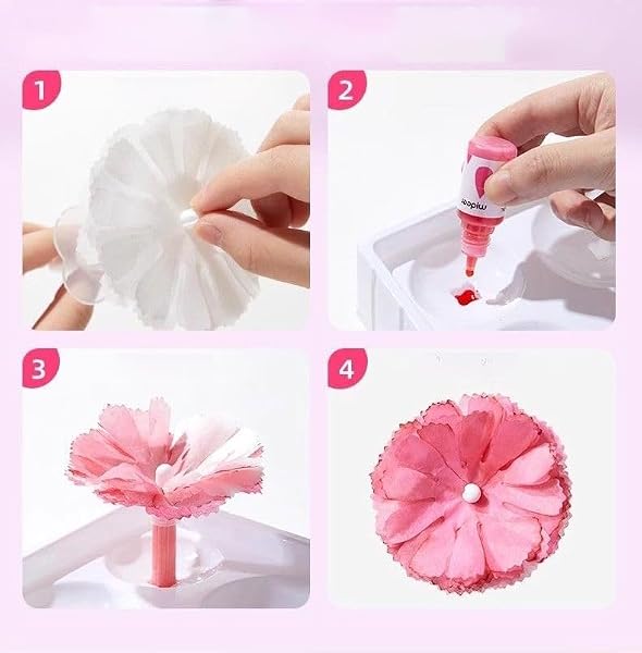 TEHZYORA PAPER FLOWER SCIENCE KITS & CRAFTS FOR GIRLS AGES 8–12 – DIY COLOR-WICKING BLOOMING FLOWERS WITH PRIMARY DYES, STEM ART PROJECT, BOUQUET BOX INCLUDED (PINK)