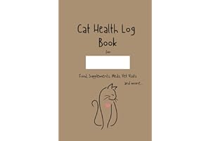Cat Health Log Book: Easily log, track and record your cat's daily medical and wellness routine including food, meds, supplements, walks, outdoor ... as well as mood, energy, and other symptoms.