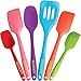 LUCENTEE Silicone Spatula Baking Set - 6 Piece Cooking Utensils - Spatulas, Spoons & Turner - Heat Resistant - Non Stick & BPA Free (Multicolor)