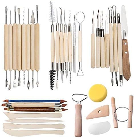 35 PCS Clay Sculpting Tools Pottery Carving Tool Set - Includes Clay Color Shapers, Modeling Tools &amp; Wooden Sculpture Knife