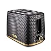 Tower-T20054BLK-Empire-2-Slice-Toaster-with-DefrostReheat-Removable-Crumb-Tray-900-W-Black-with-Brass-Accents Tower T20054BLK Empire 2-Slice Toaster with Defrost/Reheat, Removable Crumb Tray, 900W, Black and Brass