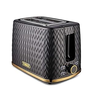 Tower-T20054BLK-Empire-2-Slice-Toaster-with-DefrostReheat-Removable-Crumb-Tray-900-W-Black-with-Brass-Accents Tower T20054BLK Empire 2-Slice Toaster with Defrost/Reheat, Removable Crumb Tray, 900W, Black and Brass