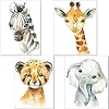 artpin® Set de 4 Affiches décoration pour Chambre d’enfant- posters de bébé garçon ou Fille – Animaux de safari dans la…