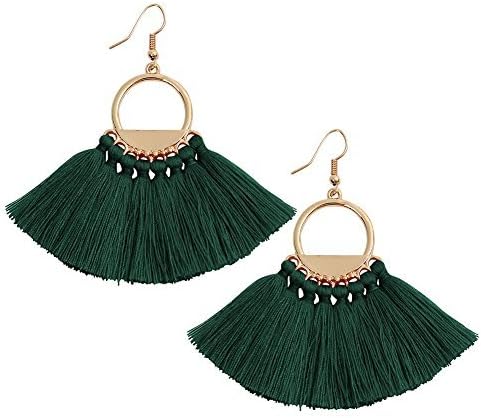 Women's Girls Elegant Jewellery Bohemia Ethnic Tassels Dangle Stud Earrings Eardrop Green