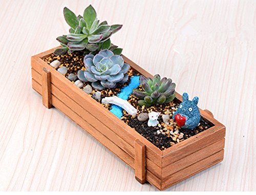 8.6 inch Mini Wooden Rectangular Planter Pot Window Box, Indoor Outdoor Windowsill Kitchen Garden Herb Flower Planter Trough Pack of 3