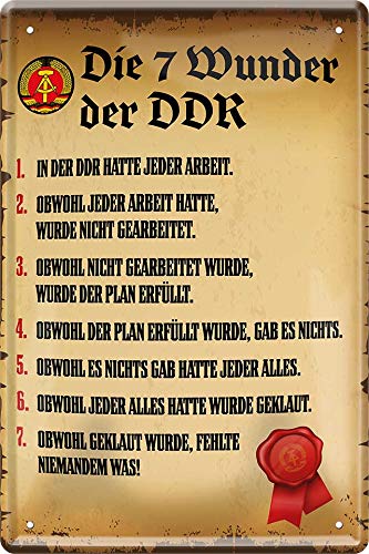 Die 7 Wunder der DDR Ostalgie 20 x 30 cm Funny Saying Decorative Tin Sign 396