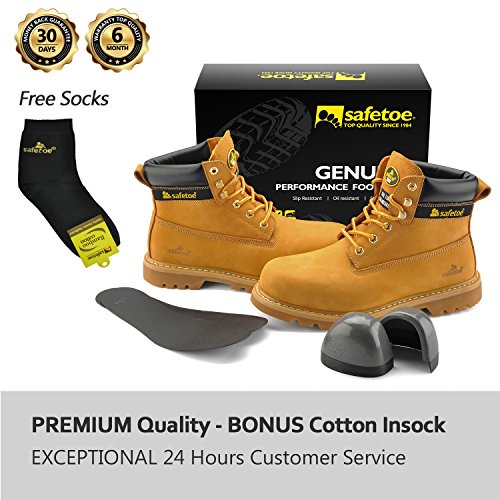 SAFETOE Safety Boots For Men Work Shoes- M8173 Women Wide Width Steel Toe Slip Resistant Leather Safety Shoes