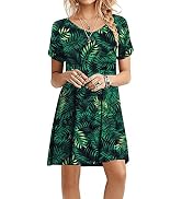 PPYOUNG Women's Summer Casual Short Sleeve V-Neck Short Party Dress with Pockets