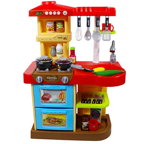 deAO Kinder-Küchenspielset “My Little Chef”(“Mein kleiner Koch”) mit 30-teiligem Zubehör in den Farben Rot oder Pink… – Bild 6
