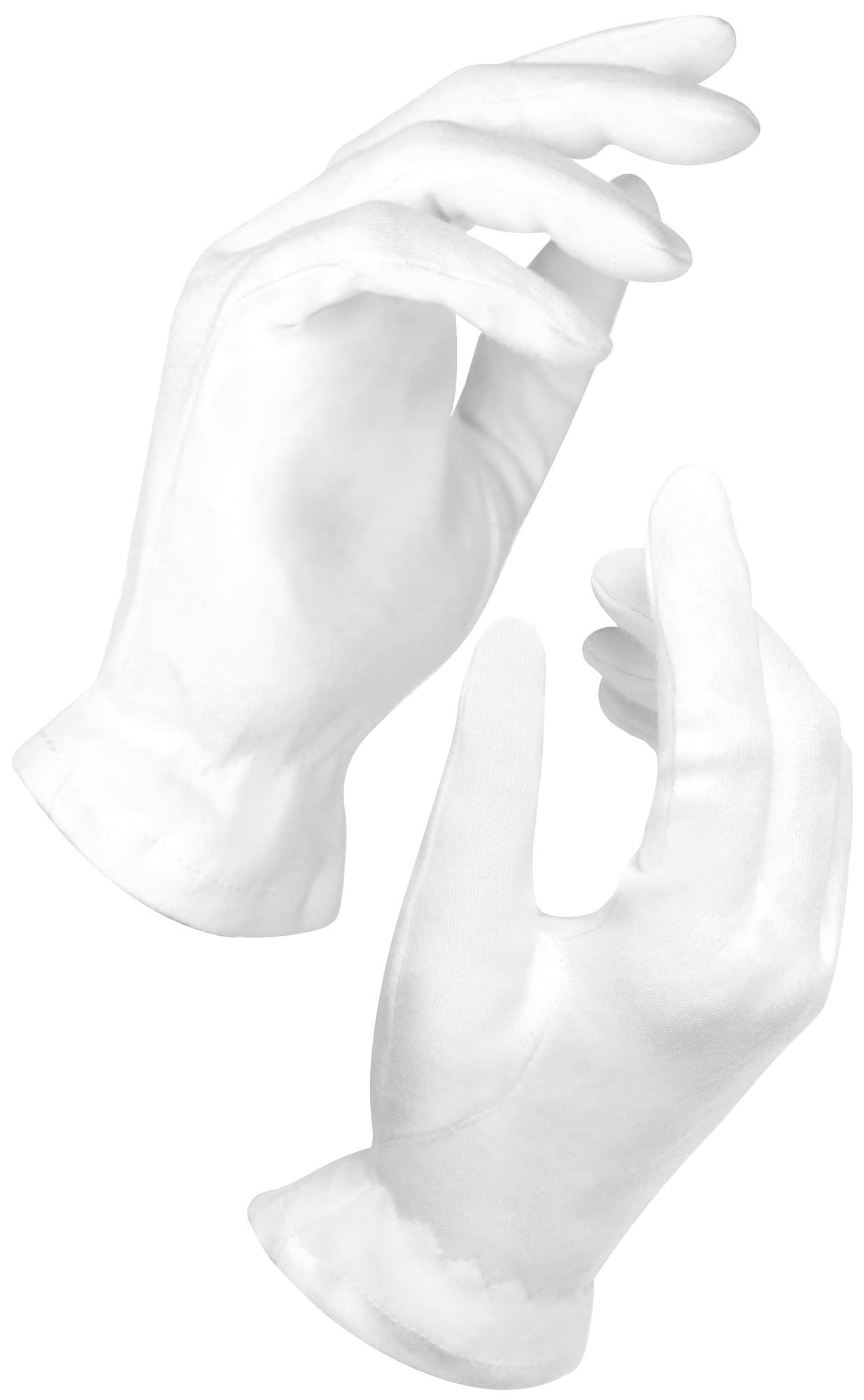 20 XL White Cotton Gloves For Dry & Sensitive Skin or Eczema - Thick Reusable Hand Protection With Wrist Band Seals In Moisturizer