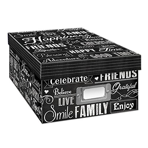 2PO Heavy-Duty Photo/Video Storage Box, Chalkboad Happiness Design