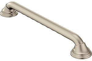 Moen Home Care Bathroom Safety 16 Inch Designer Stainless Steel Handicap Grab Bar for Bathtub and Shower, Concealed Screws, Brushed Nickel, LR8716D3BN