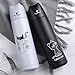 Cute Cat Thermoses Water Bottle - ONEISALL Cat Tumbler Stainless Steel Insulated Thermal Travel Coffee Mug for Kids Adult Cat Lover Gift, 17oz (Black)