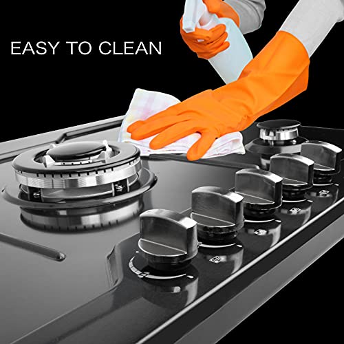 34 inch Gas Cooktop 5 Burner Built In Gas Cooktop, Black Titanium