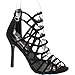 Breckelle's Women Leatherette Peep Toe Hollow Out Slingback Mule Stiletto Sandal
